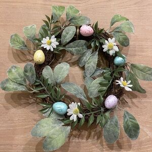 Spring Pastel Egg & Daisy Wreath - Green